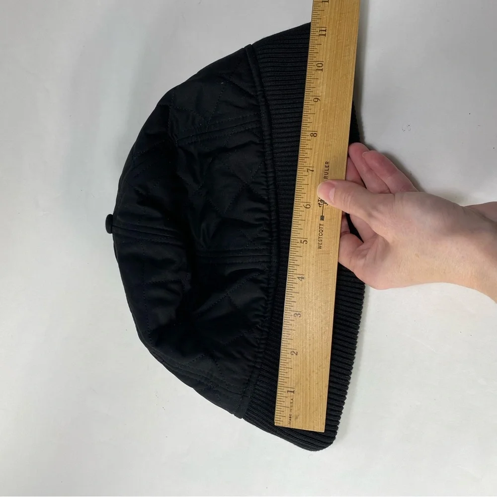Paul Galvin Black Quilted Ribbed Cap One Size